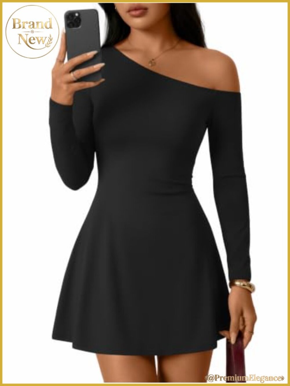 Women's Mini Off Shoulder Bodycon Dress Long Sleeve Party Club Date Night